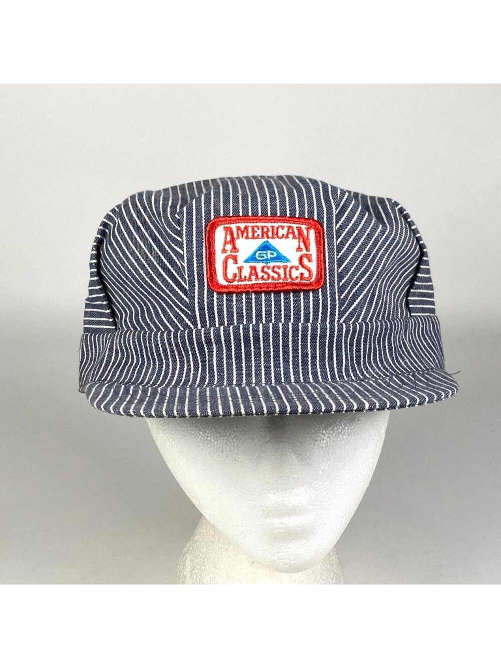 Vintage American Classics GP Patch Hat Cap Striped Uniform Size L Made in USA